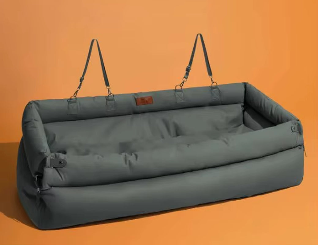 Luxury Dog Beds Faux Leather Dog Car Seat Booster Double Seats Pet Car Seat Bed with Safety Buckle Customized LOGO Pet Beds