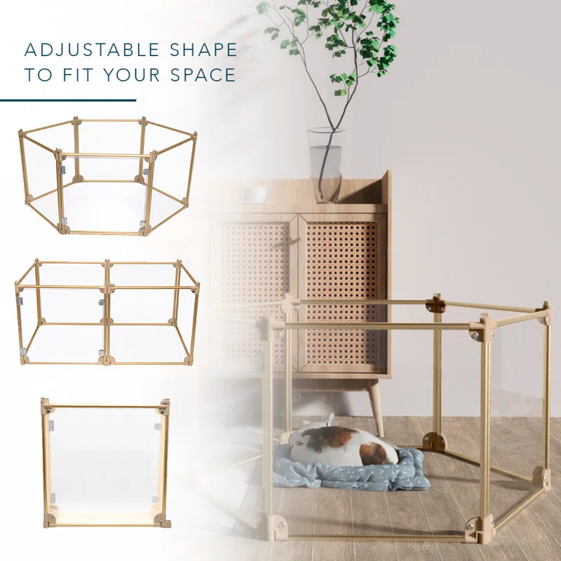 Clear Dog Pen, Transparent Pet Pen, Adjustable 6-Panel Playpen