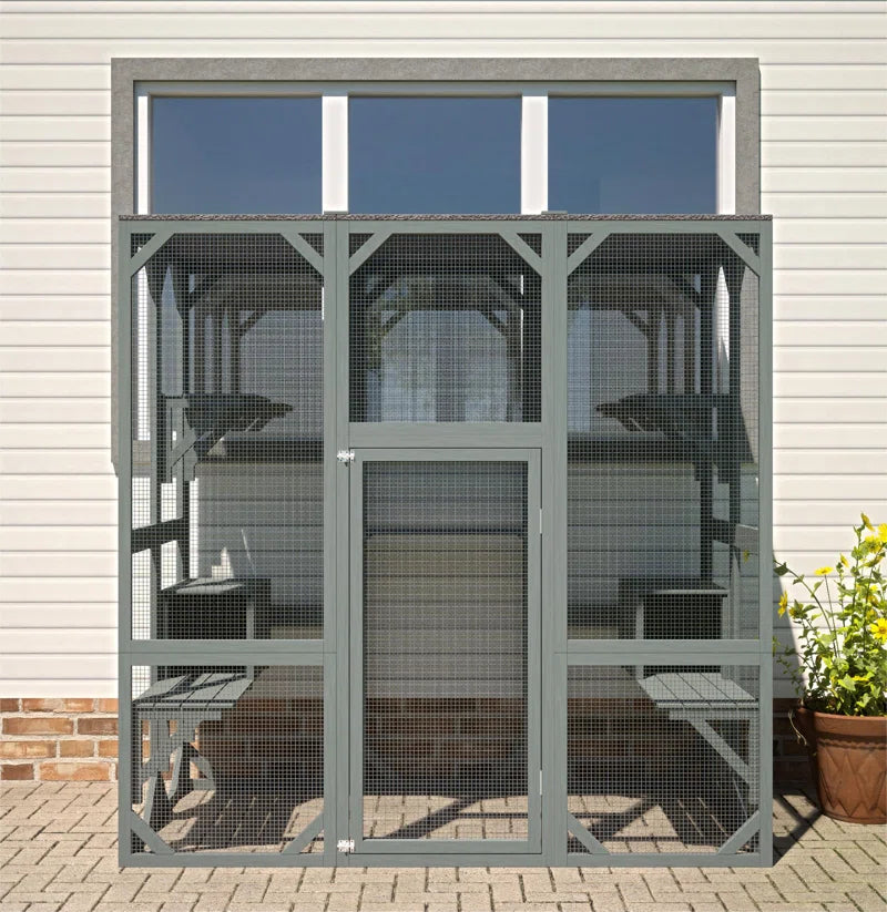 Davorin Extra Large Outdoor Cat Enclosure Indoor/Outdoor Playpen Large Waterproof Wooden Outdoor Cat Cage Playpen with Lock