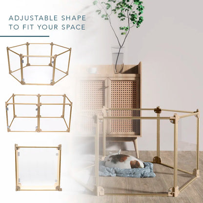 Clear Dog Pen, Transparent Pet Pen, Adjustable 6-Panel Playpen