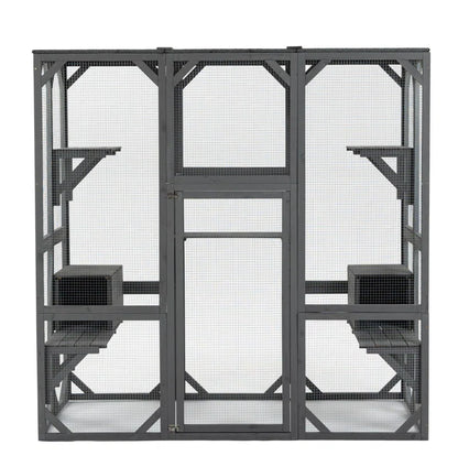 Davorin Extra Large Outdoor Cat Enclosure Indoor/Outdoor Playpen Large Waterproof Wooden Outdoor Cat Cage Playpen with Lock