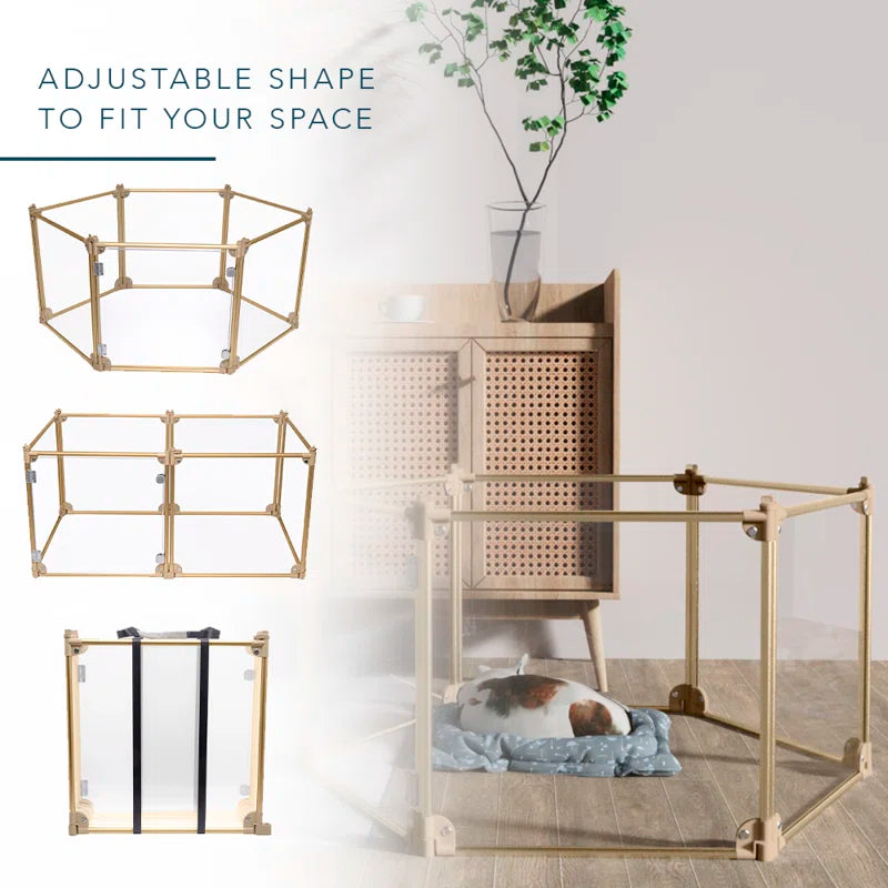 Clear Dog Pen, Transparent Pet Pen, Adjustable 6-Panel Playpen