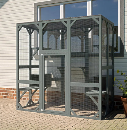 Davorin Extra Large Outdoor Cat Enclosure Indoor/Outdoor Playpen Large Waterproof Wooden Outdoor Cat Cage Playpen with Lock