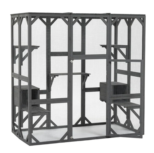 Davorin Extra Large Outdoor Cat Enclosure Indoor/Outdoor Playpen Large Waterproof Wooden Outdoor Cat Cage Playpen with Lock