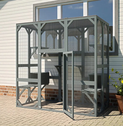 Davorin Extra Large Outdoor Cat Enclosure Indoor/Outdoor Playpen Large Waterproof Wooden Outdoor Cat Cage Playpen with Lock
