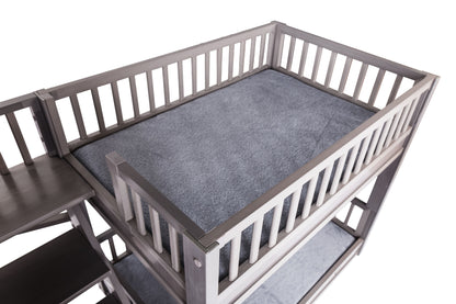® ECOFLEX® Dog Bunk Bed with Removable Memory Foam Cushions, Easy Assembly, Wide Stairs for Safe Climbing, Durable Composite, Ideal for Multiple Pets, Accommodates 2 Large or 3+ Small Dogs
